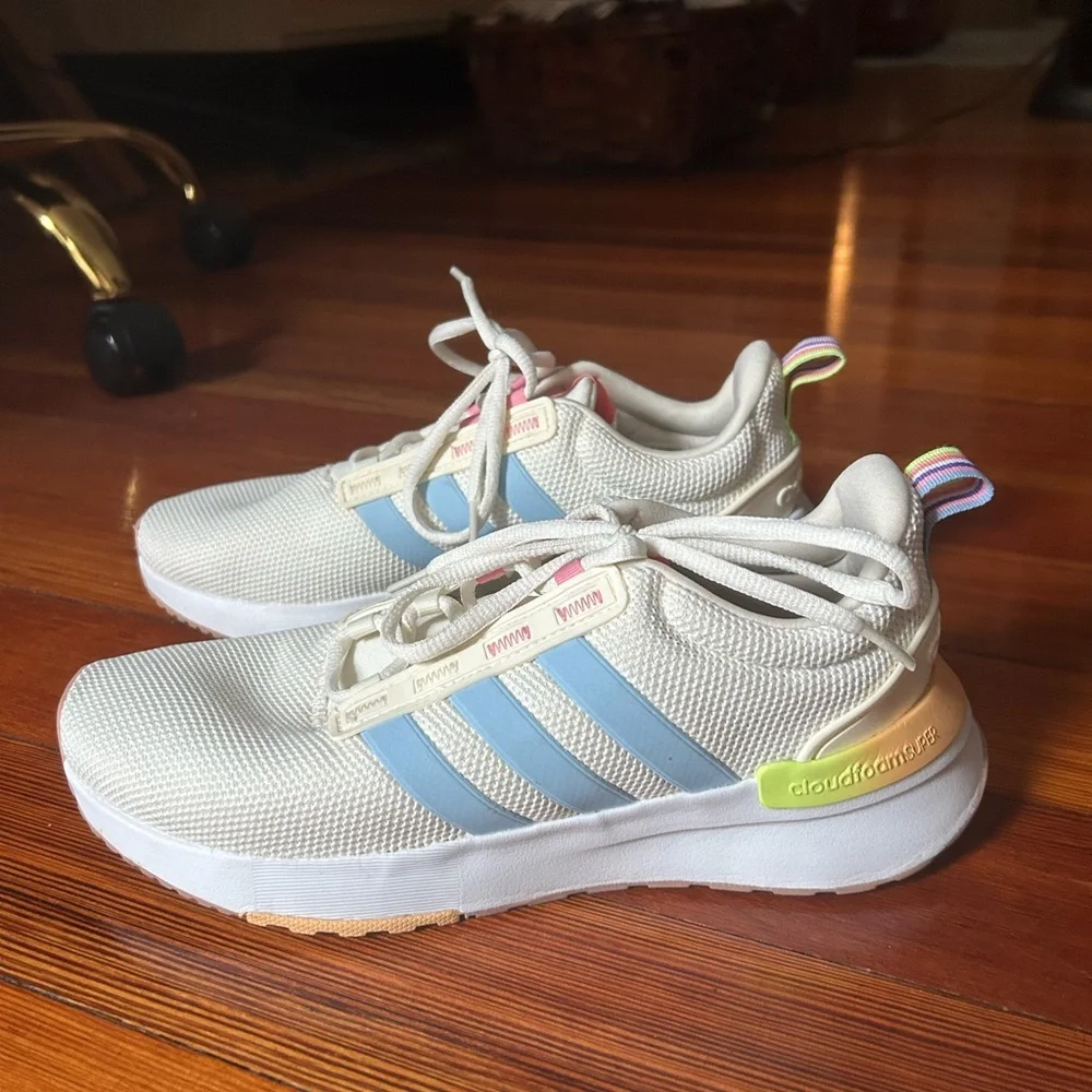 Adidas Cloudfoam Sneakers - White with Rainbow accents